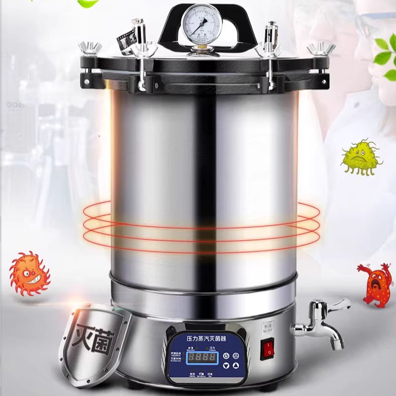 Medical Lab - 18/24L Tragbarer Hochdruck-Sterilisator Edelstahl-Dampfsterilisationstopf Labor Medizinischer